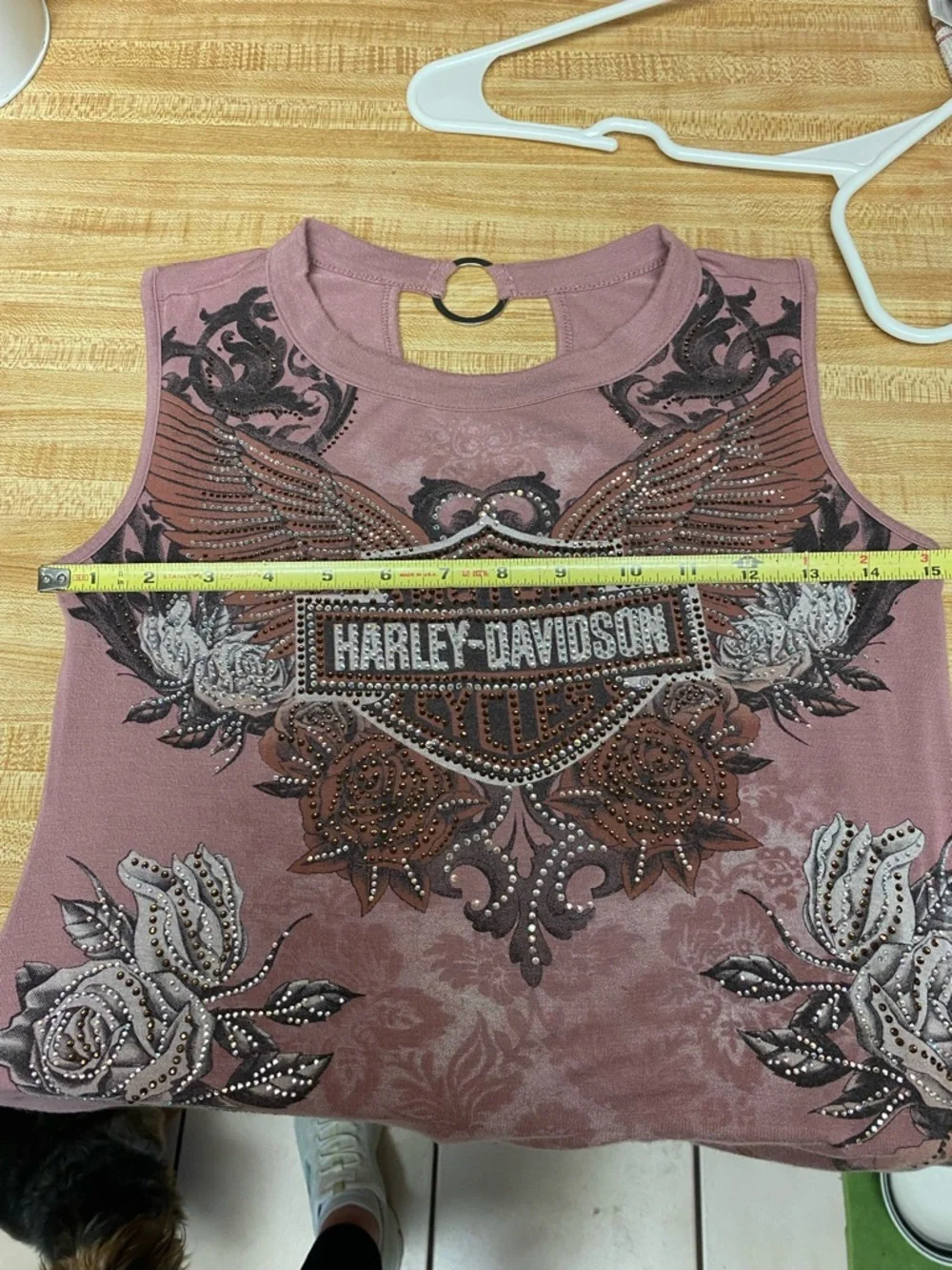 Harley-Davidson Rose Pink Studded Graphic Sleeveless Tank - Picture 8 of 10